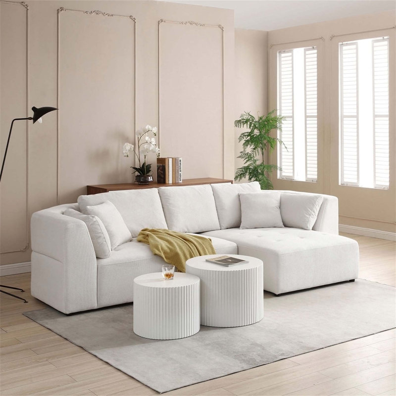 L-shape Sectional Sofa with Pillows, Right Hand Facing