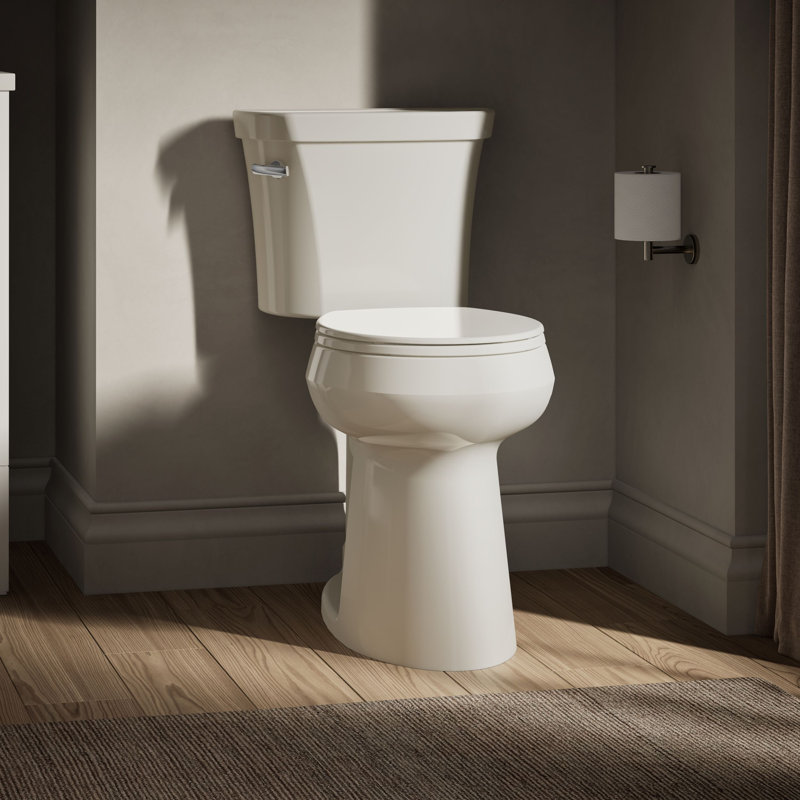 Toilette haute deux pièces à devant rond Highline, 1,28 gallon par pouce carré, Beige