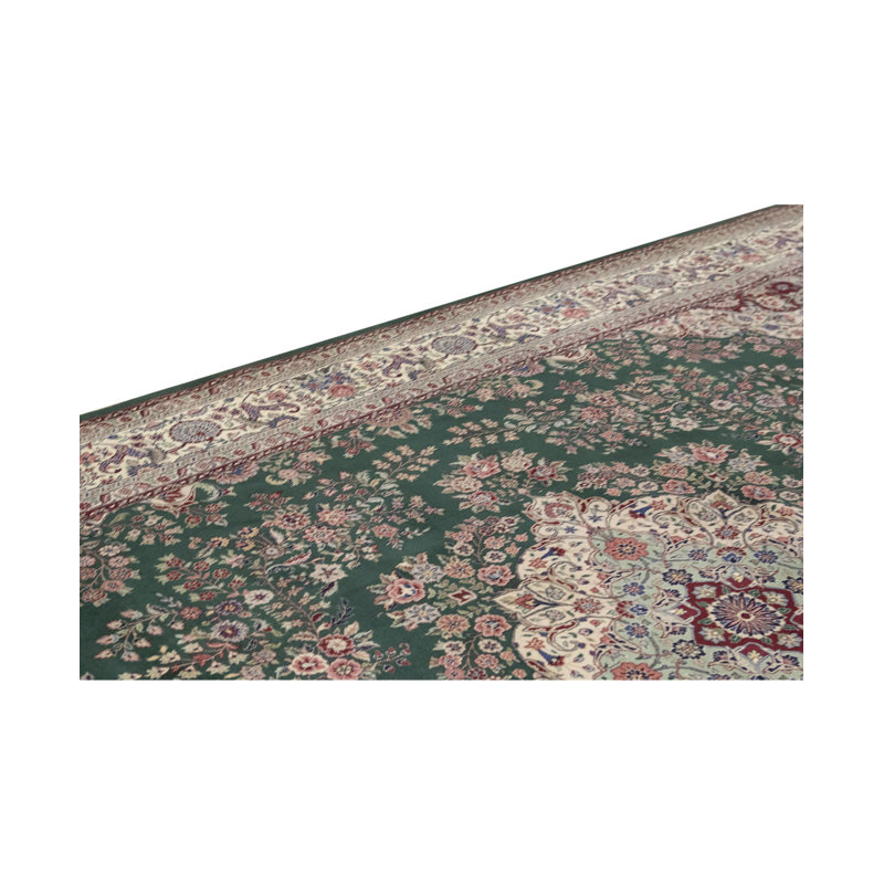 Tapis vert noué à la main de haute qualité