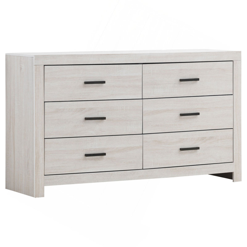 Cette commode à 6 tiroirs présente des lignes épurées et une silhouette épurée pour se fondre parfaitement dans une décoration contemporaine.