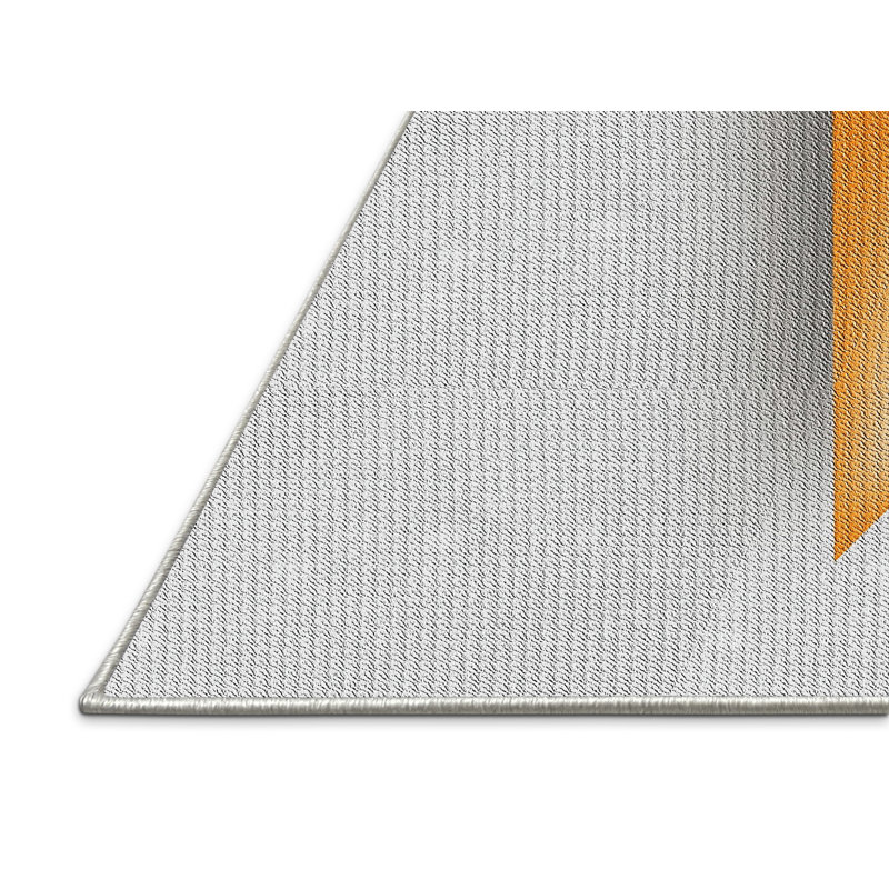 Tapis gris/zone orange à motifs, Rectangle 5 pi x 7 pi