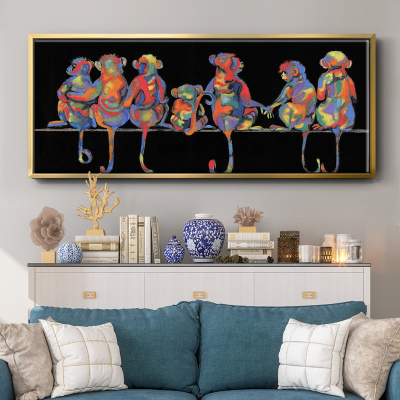 Fun Monkeys - toile encadrée, H 20 po x l 50 po