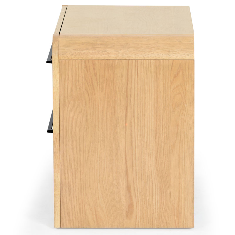Katrina Wood 2 Drawer Nightstand, Natural
