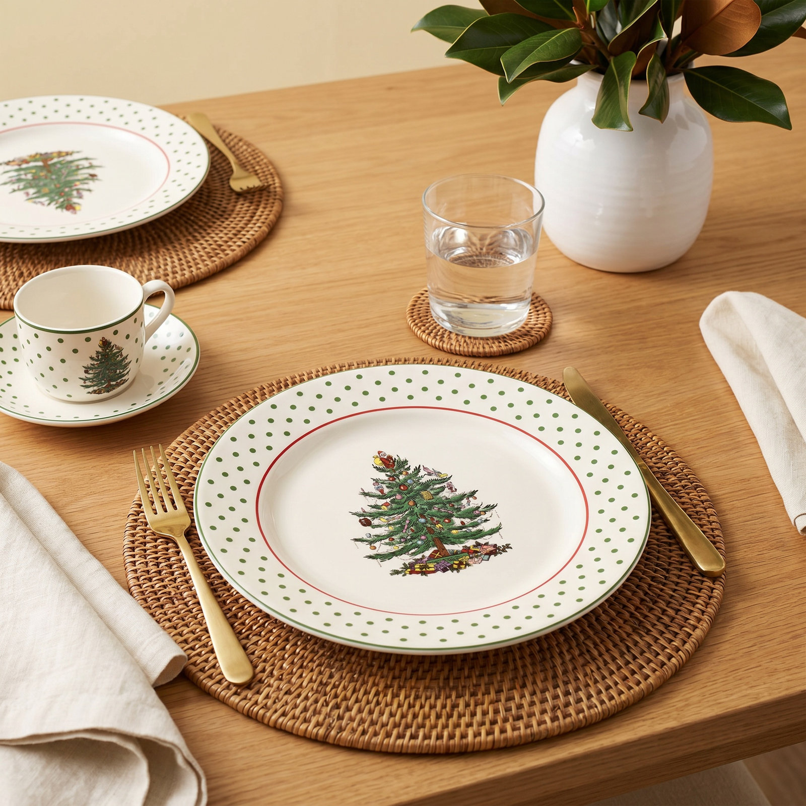 Christmas Tree Polka Dot 8" Salad Plate