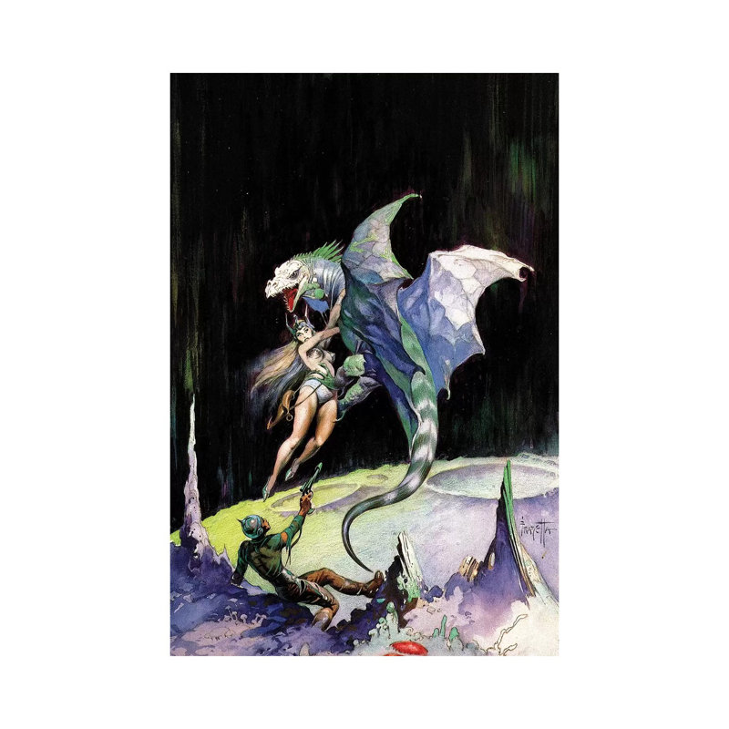 «Neptune's Dragon» par Frank Frazetta, impression sur toile tendue, H 12 po x l 8 po x P 0,75 po