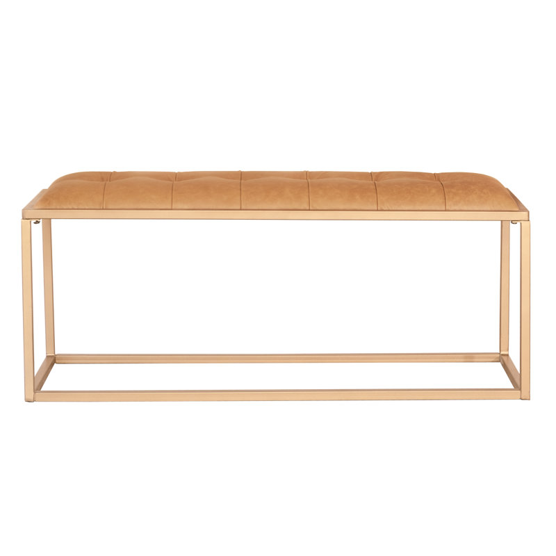 Mahyar 43" Brown And Gold Upholstered Upholstery Bedroom Bench
