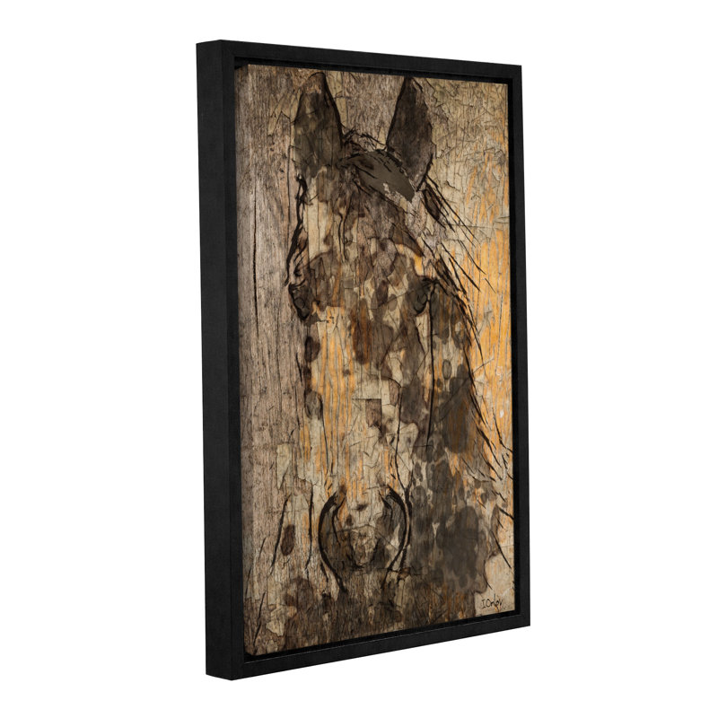 Black Diamond Horse Print on Canvas, 48" H x 32" W x 2" D, Black Floater Frame