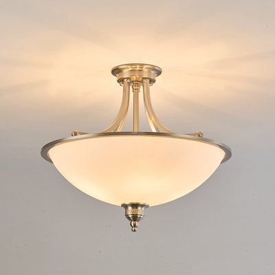 Plafonnier semi-encastré en verre 4 lumières
