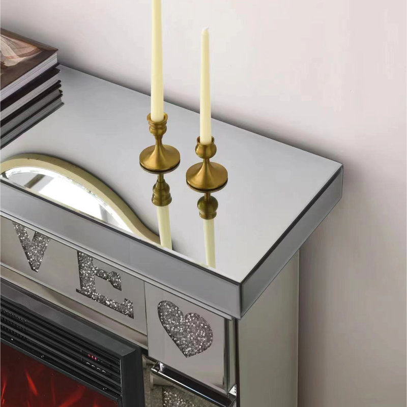 Exquis foyer électrique chauffant, avec télécommande et armoire de cheminée décorative en cristal à flamme réglable, décorative incluse
