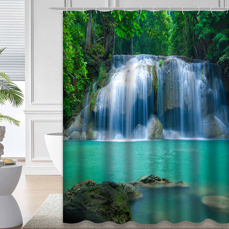 Rideau de douche avec 12 crochets Thailande, L 72 po x l 84 po