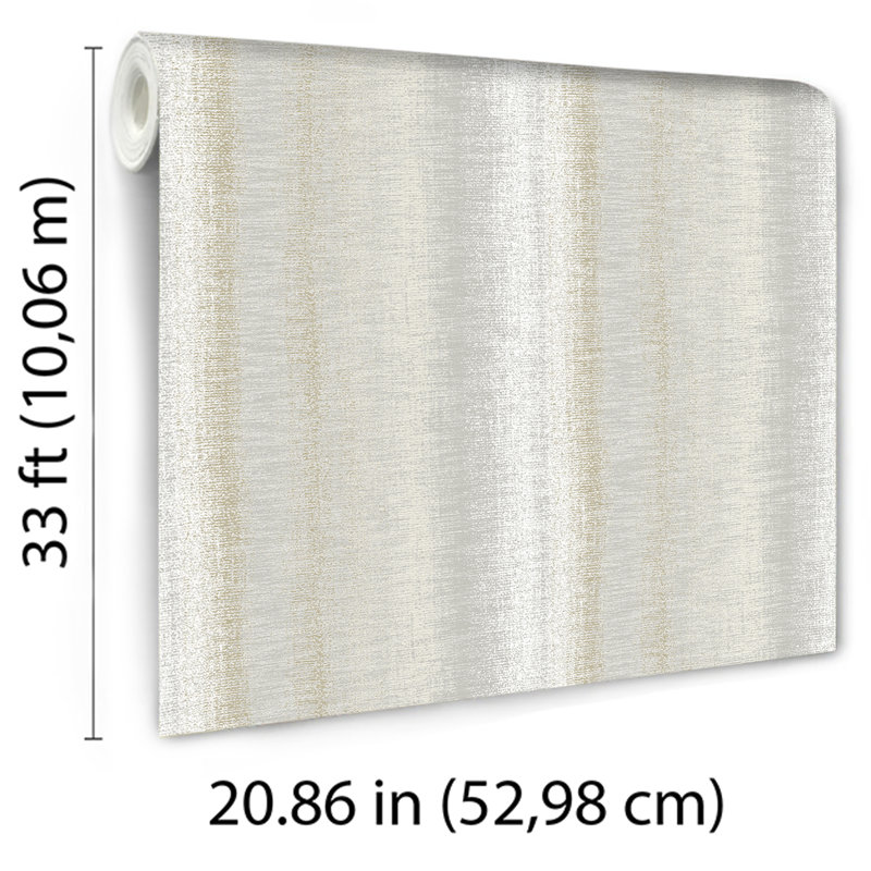 Papier peint tissé à rayures dégradées beige, Beige
