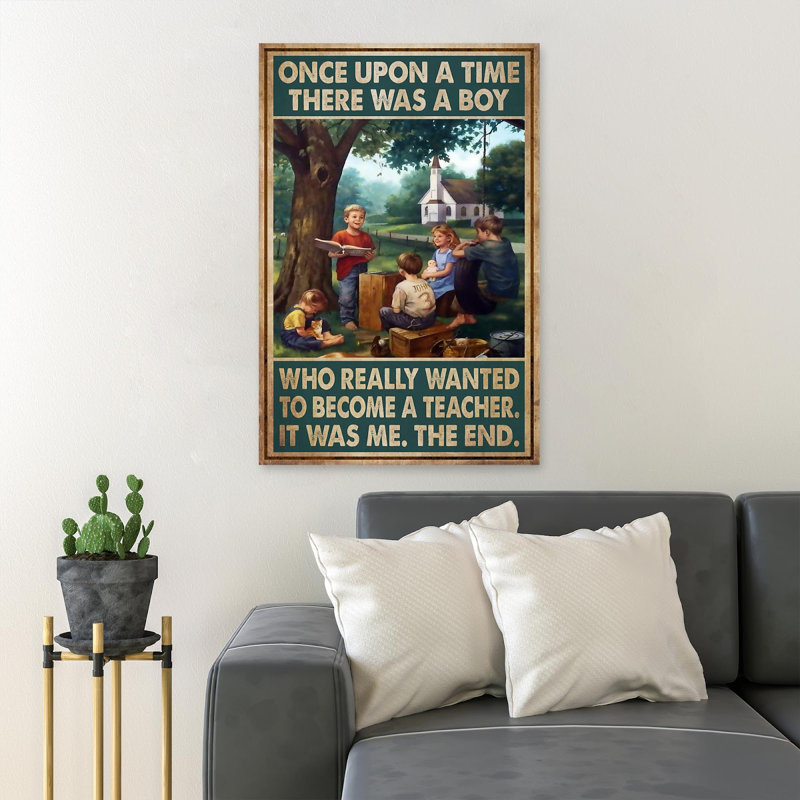 Students Studying Under The Tree - Once Upon A Time There Was A Boy Who Really Wanted To Become A Teacher - 1 Piece Rectangle Graphic Art Print On Wrapped Canvas