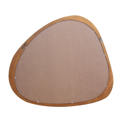 Solid Wood Mirror 45 Inch Asymmetrical Wall Mirror Wooden Framed Mirror Large Sized Dressing Mirror, For Living Room, Bedroom, Bathroom, Hallway Or Entry Way
