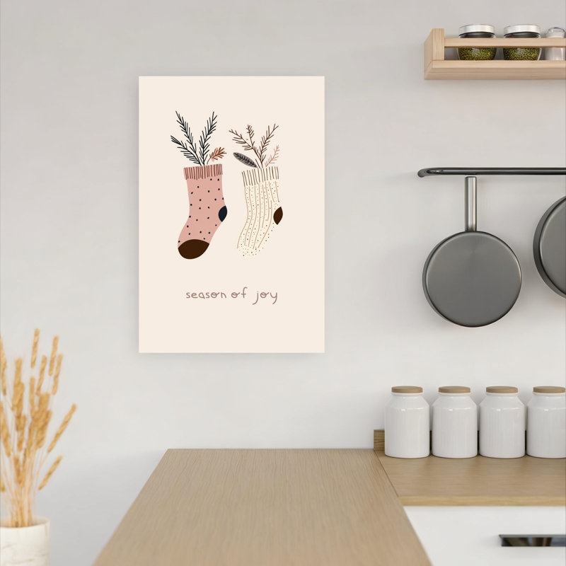 Cozy Holiday Socks Rustic Abstract Contemporary Nature Winter, impression d'art mural, H 18 po x l 12 po