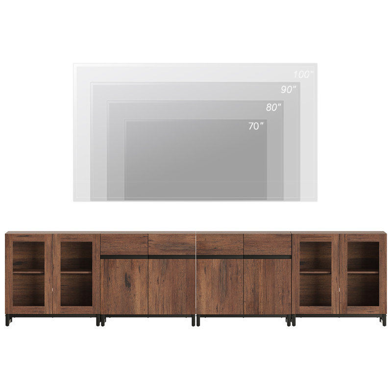 4 In 1 TV Stand For Tvs Up To 120 Inches, Modern Entertainment Center With Glass Doors And Metal Legs, TV Console With Adjustable Shelf For Living Room, Bedroom