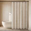 x72 Inch Cotton Blend Shower Curtains, Beige Botanical Jacquard for Home