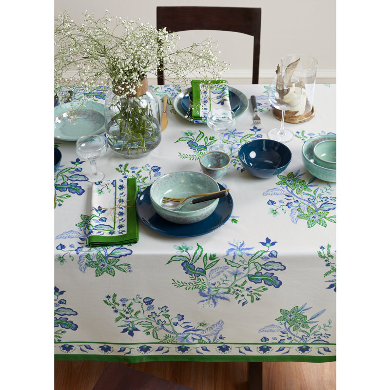 Flora - 100% Cotton Printed Tablecloth, 90" x 60"