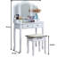 Coiffeuse et tabouret en bois blanc - Meuble de design moderne à l'allure élégante