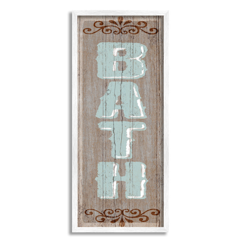 Salle de bain de style rustique avec art Licensing studio-impression d’art textuel, H 30 po x l 13 po x P 1,5 po