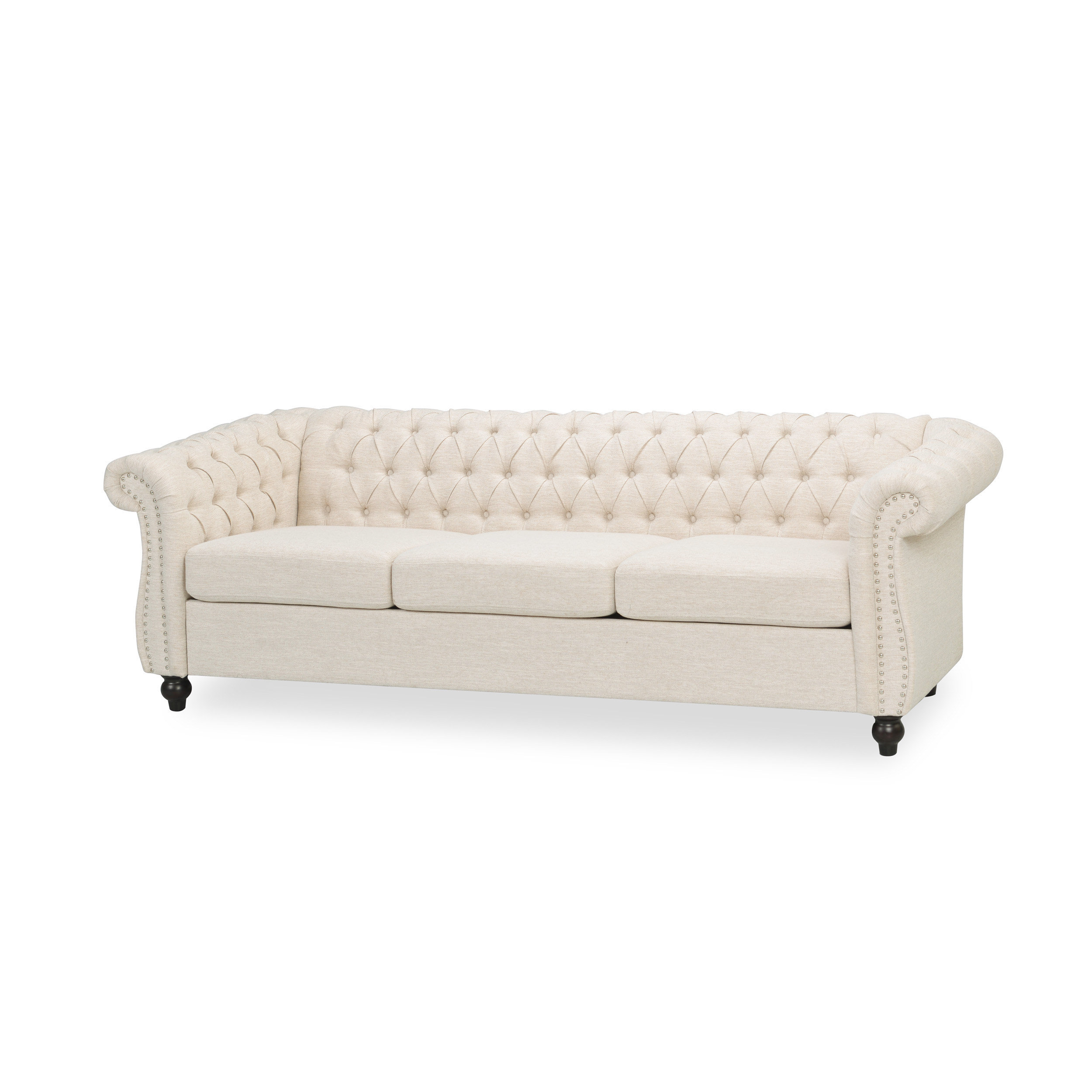 Alcott Hill Eutropia Tufted Chesterfield Fabric 3 Seater Sofa & Reviews ...