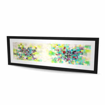 Abstract Squares Flowers - Neo Mint Bedroom Framed Print