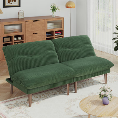 Deyra 75'' Corduroy Sofa Futon Couch with 4 in 1 Multi-Functional Adjustable Backrest Loveseat for Living Room