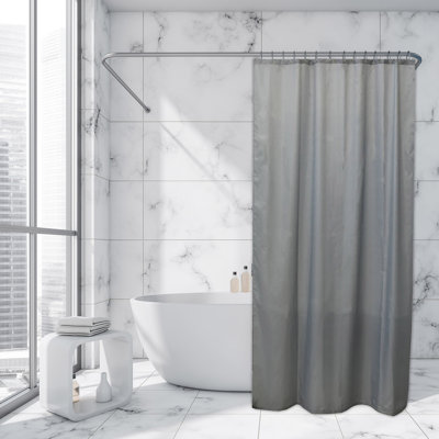Solid Colors Extra Long Shower Curtain Polyester with Matching Hooks