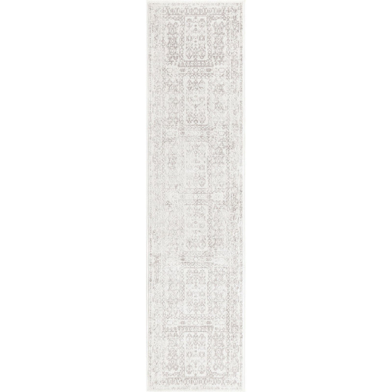 Tapis contemporain gris clair Micsunel, Tapis de couloir 2 pi x 8 pi
