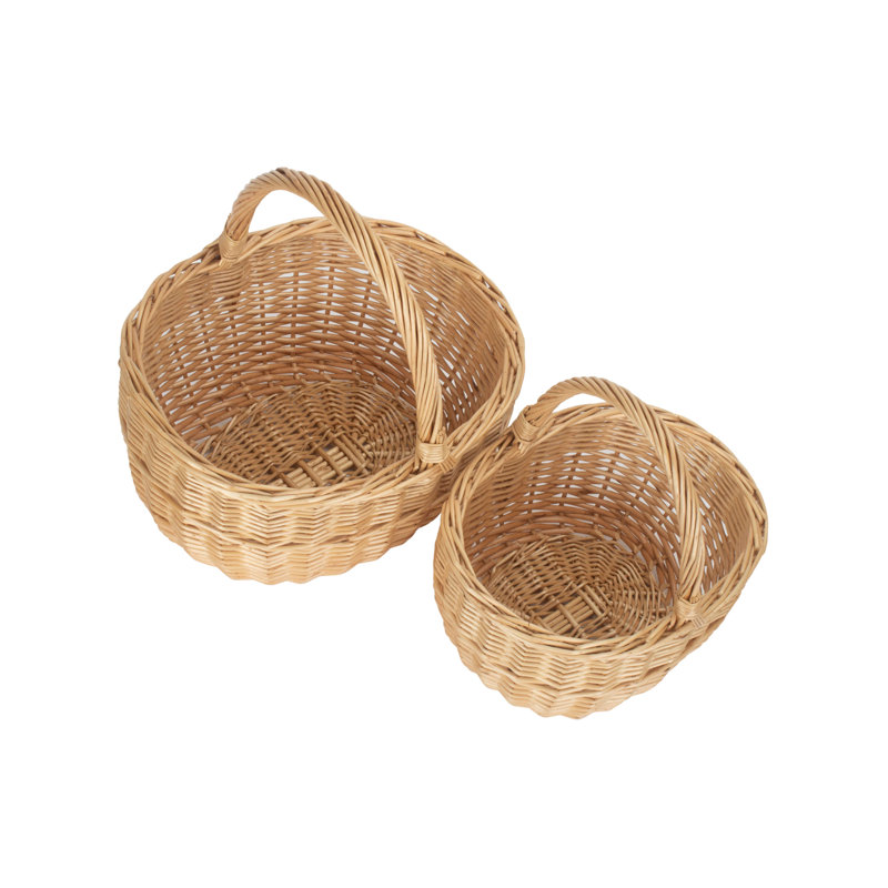 2 Piece Oval Shopping Wicker Basket Set