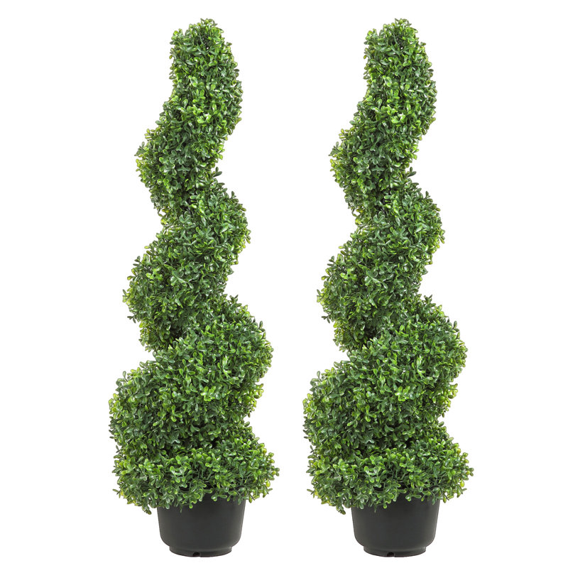 Primrue Artificial Boxwood Topiary in Pot, 36" H x 8" W x 8" D
