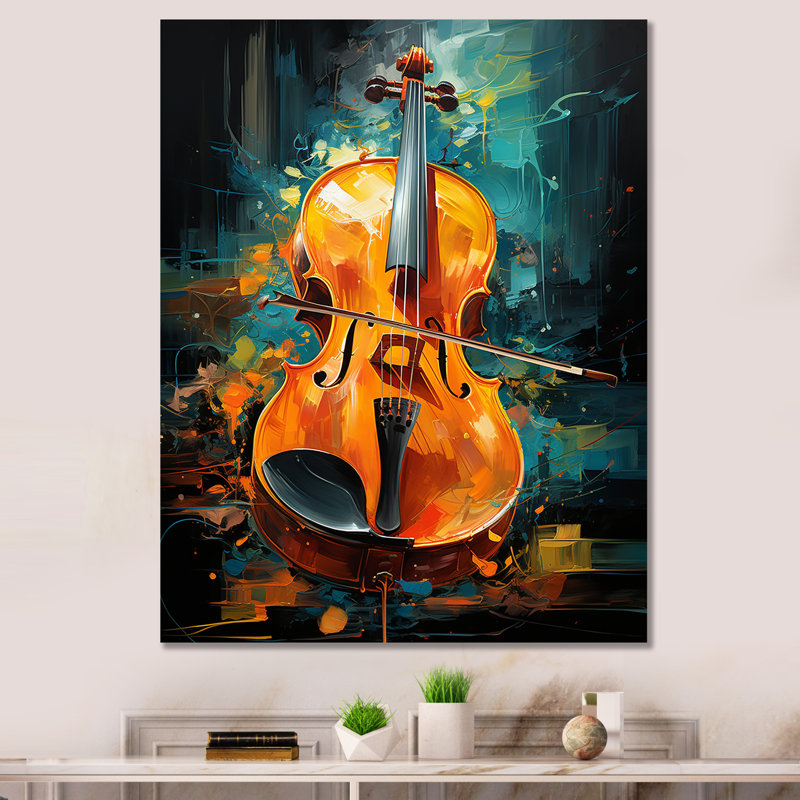 Violon Tribute Jazzed Jade sur toile, Toile tendue, H 20 po x l 12 po x P 1 po