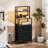 Set of 2 LED Charging Nightstands, Tall Bedside Tables with 3 Drawers & 3 Open Shelves Each, 2 Outlets & 2 USB Ports, 4-Color Light Tube-1178037725-1178037726