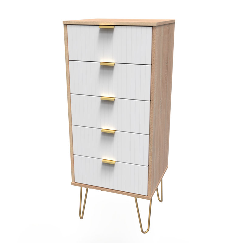 Beranda 45cm W Manufactured Wood Bedside Table, White Matt/Bardolino Oak