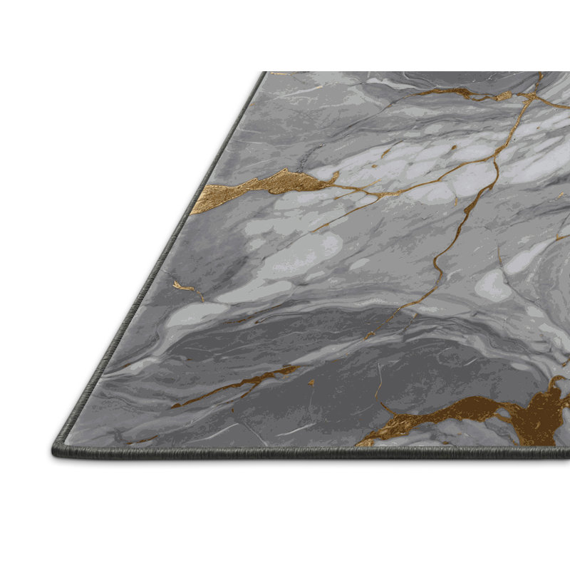 Tapis gris soyeux et moelleux, Carré 5 pi