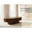 Table basse ovale avec rangement en placage de bois massif de 47 pouces convenant au salon / chambre à coucher / appartement / bureau