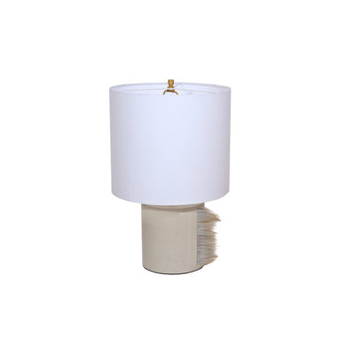 Lampe de table en cuir crème, 16 x 16 x 26
