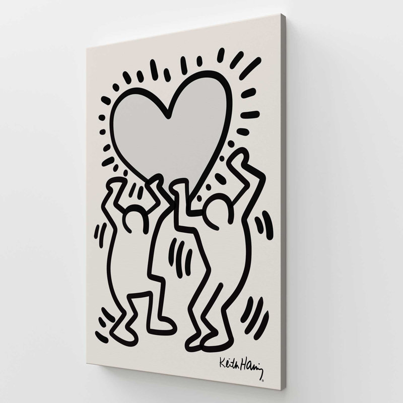 «Keith Haring Heart», grande impression sur toile, H 72 po x l 48 po