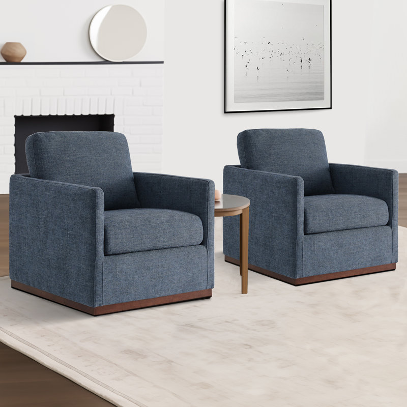 Benten Upholstered Swivel Armchair, Blue