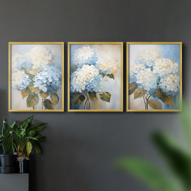 Étude florale, série XXXIX, ensemble de 3 estampes numériques, prêt à accrocher, Doré