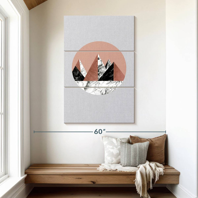 Alvord Pink Geometric Mountain Scenery, 50" H x 32" W