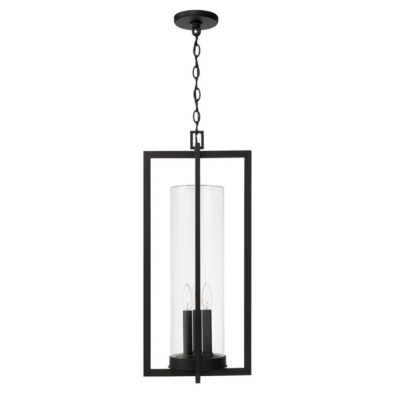 Lanterne suspendue d'extérieur noire à 3 lumières H 27,25 po