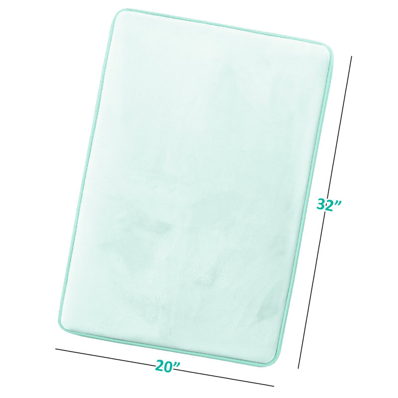 Tapis de bain en mousse viscoélastique ultra-doux avec envers antidérapant en PVC, Grand: L 32 po x l 20 po, Bleu clair bébé
