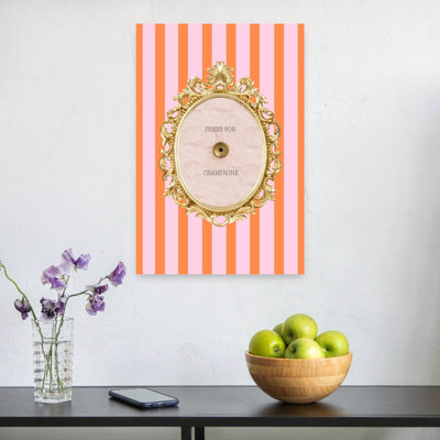 Press For Champagne Button Elegant Playful Retro Wall Art Print