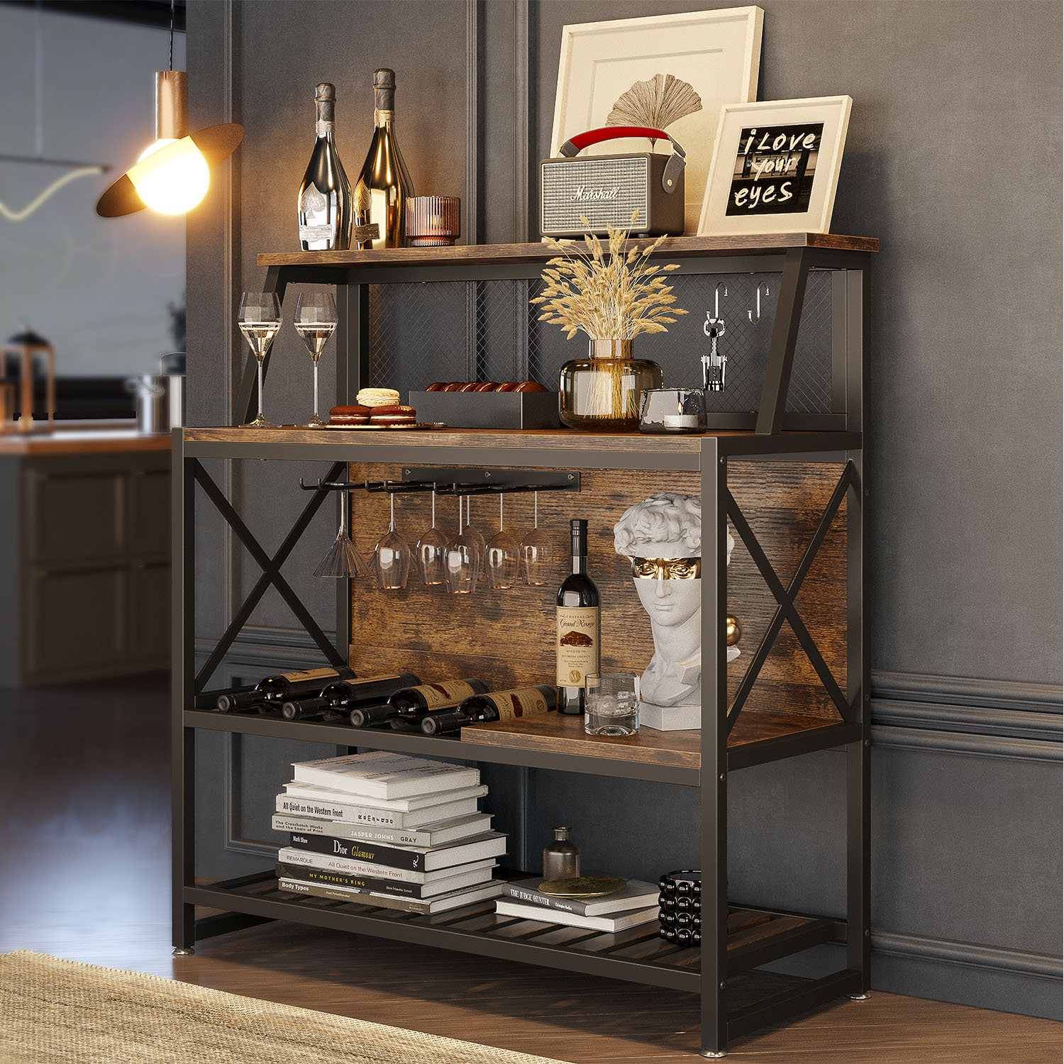 August Grove 100W x39.8D x 106H cm Selleck Bar with Wine Storage With Cup Holder & Reviews | Wayfair.co.uk