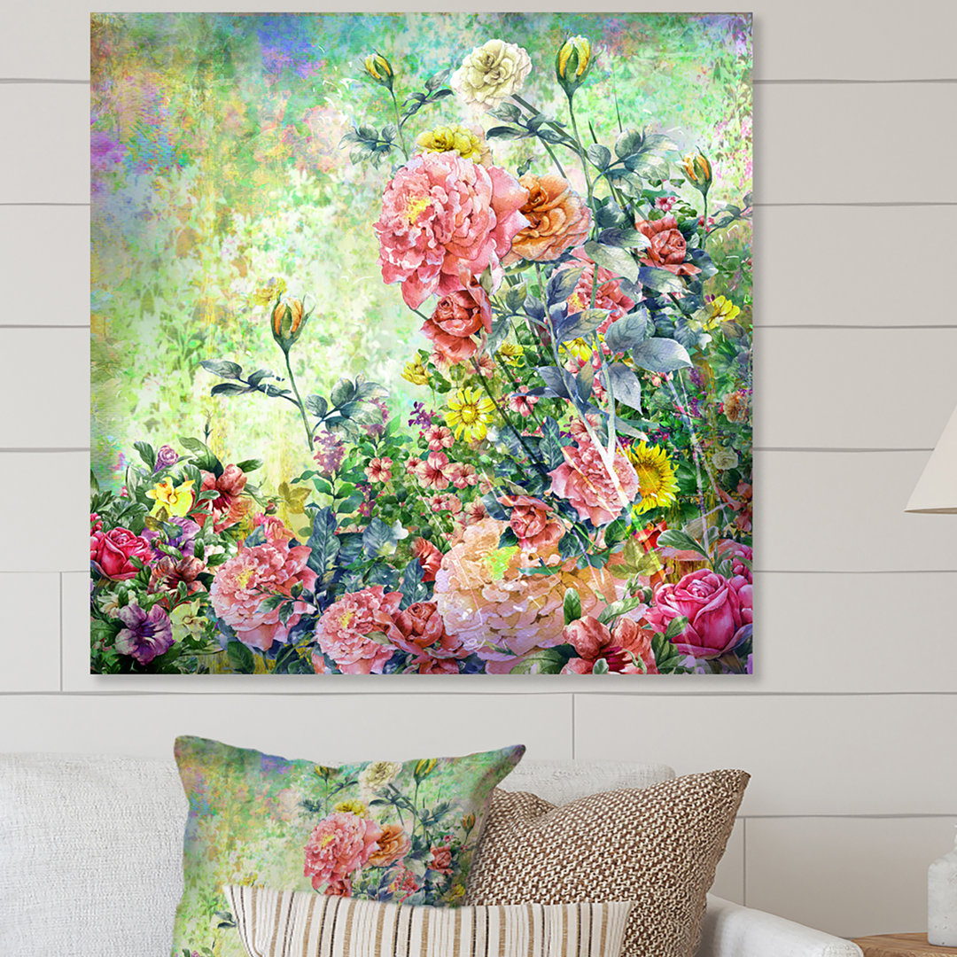 Modern Pink And Green Summer Garden III - Picture Frame Print on Canvas Winston Porter 