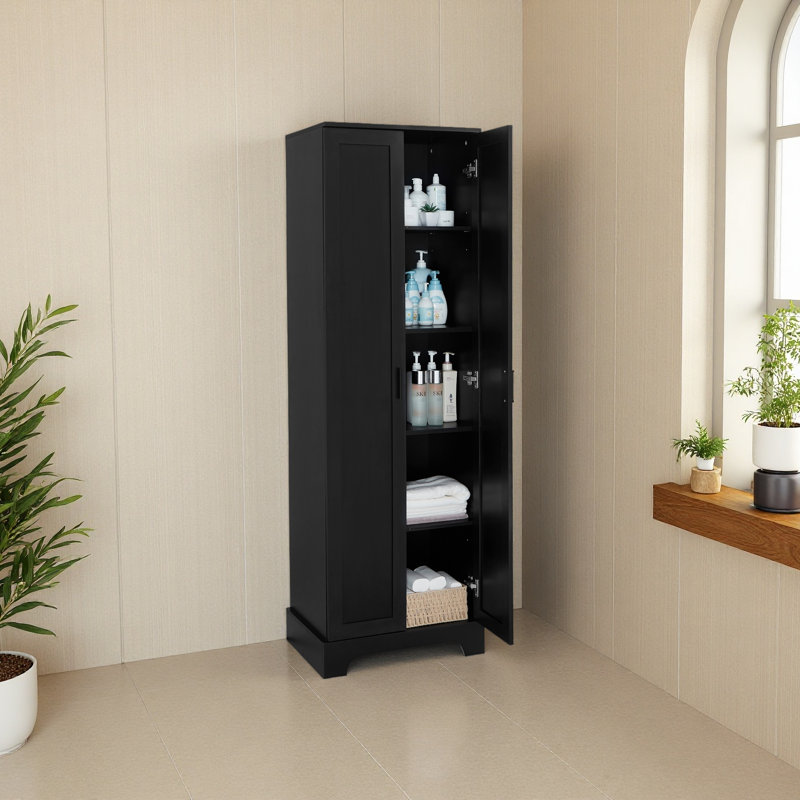 Armoire de rangement avec deux portes pour salle de bain, bureau, tablette réglable