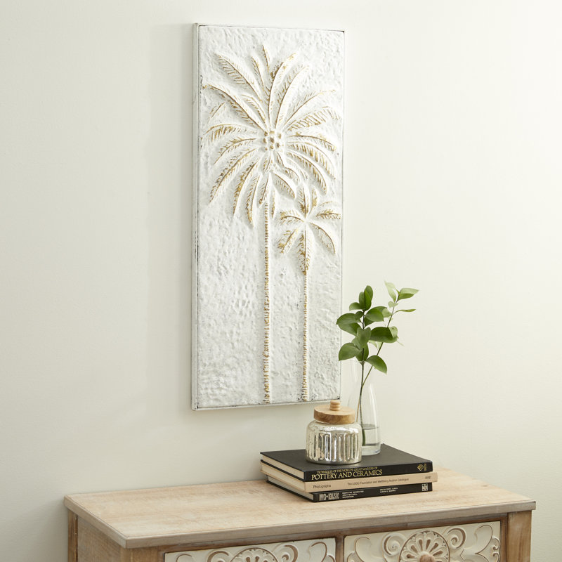 Coastal 34.25" H x 14" W Metal Palm Tree Wall Decor