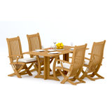 6 Seats 7 Pcs Grade-A Teak Wood Dining Set: Warwick Console Folding Rectangle Table And 6 Warwick Reclining Arm Chairs #11Wa1506