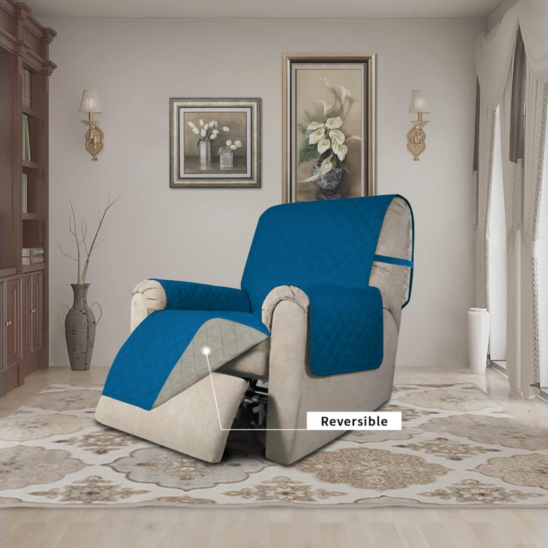 Housse de fauteuil inclinable réversible Easy-Going Chair, H 3,43 po x l 11,48 po x P 11,58 po, Tissu bleu / beige