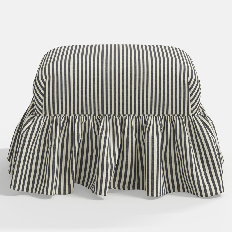 June Upholstered Ottoman, Jane Stripe Carbon